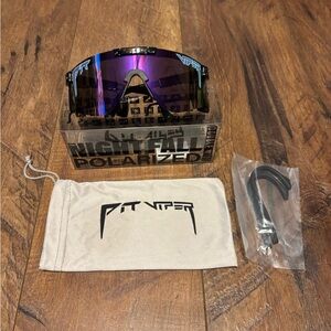 REAL PIT VIPER THE NIGHT FALL POLARIZED DOUBLE WIDE SUN GLASSES WORN ONCE